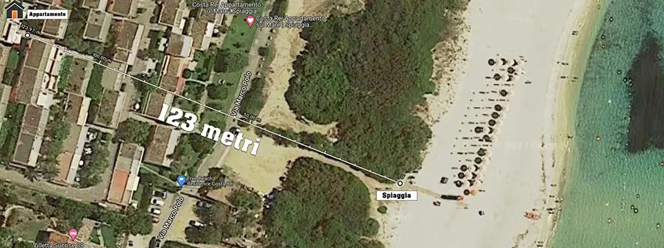 A soli 123 metri dalla spiaggia